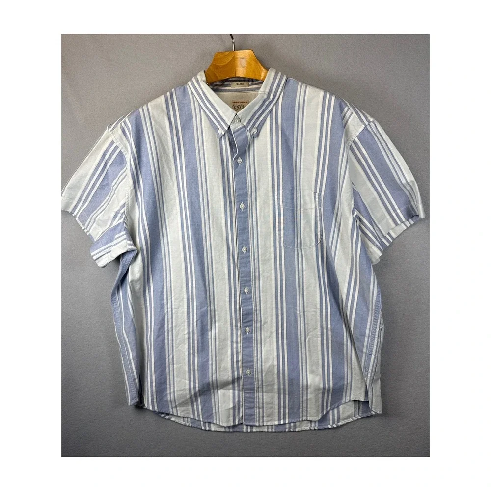 NWT J. Crew American Pima Cotton Striped Short Sleeve Button Down Shirt Men XXXL
